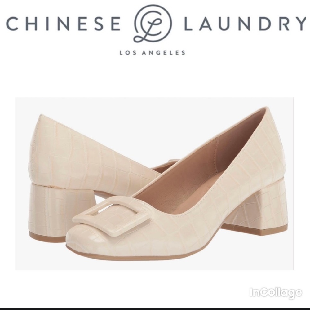 Chinese Laundry Big Ben Ivory Croc Pumps with Comfort Cushion